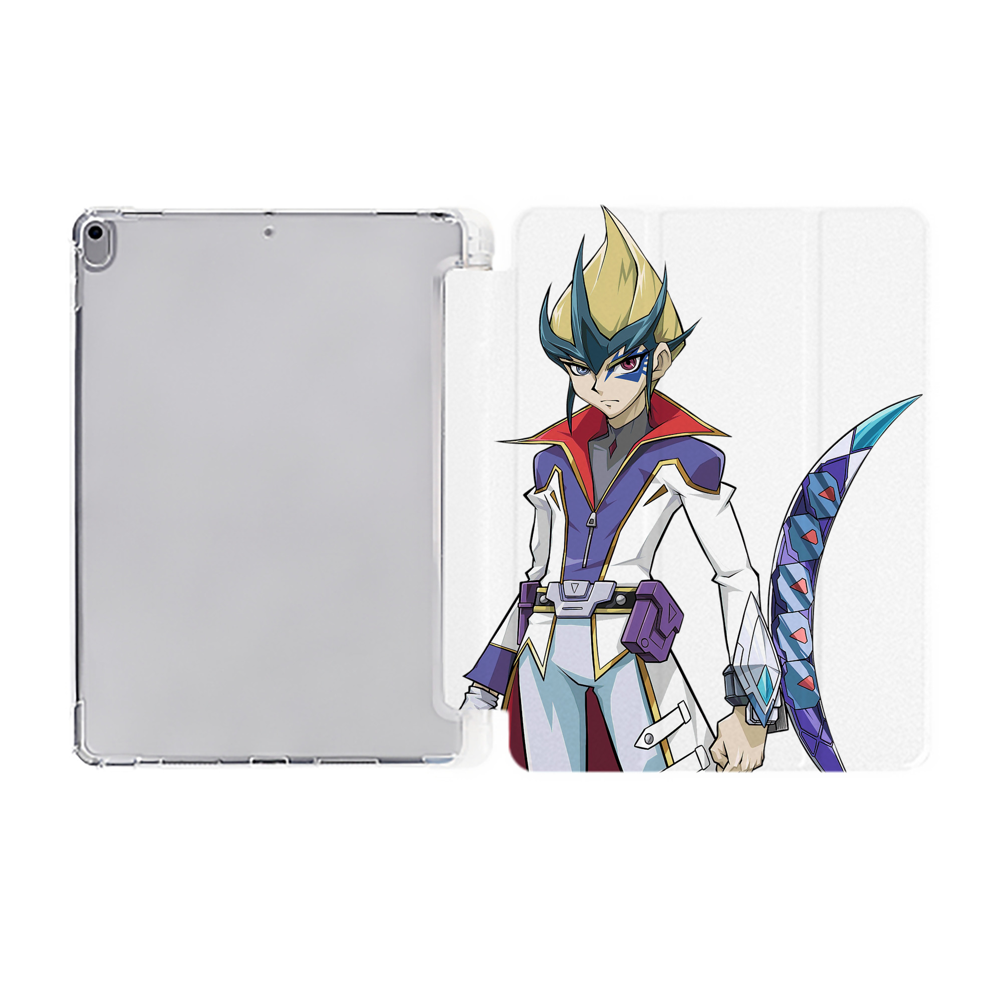 （画像用） 遊☆戯☆王 Yu-Gi-Oh! IPad ケース ペン収納付き 三つ折りスタンド PUレザー×シリコン 対応機種9.5/10.5/10.9インチ